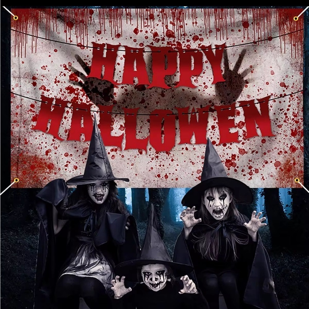 Bloody Halloween Banner Haunted House Wall Decoration Zombie Horror Party